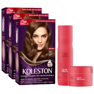 KIT TRIO Koleston Colr Castanho Claro 50 55g + Tratamento