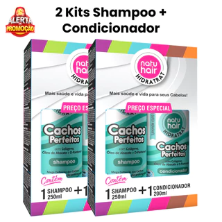 2 Kits Shampoo + Condicionador Cachos Perfeitos Hidratrat Natuhair 450ml