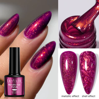 LILYCUTE 7ML Metálico Unha Polonês Gel Rosa Vermelha Espelho Esmalte UV Led Glitter Verniz Arte Profissional Para Manicu em Oferta na Shopee
