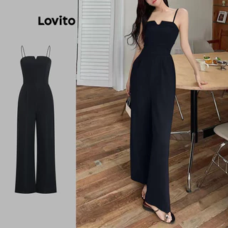 Lovito Macacão básico casual simples para mulheres L105MD126