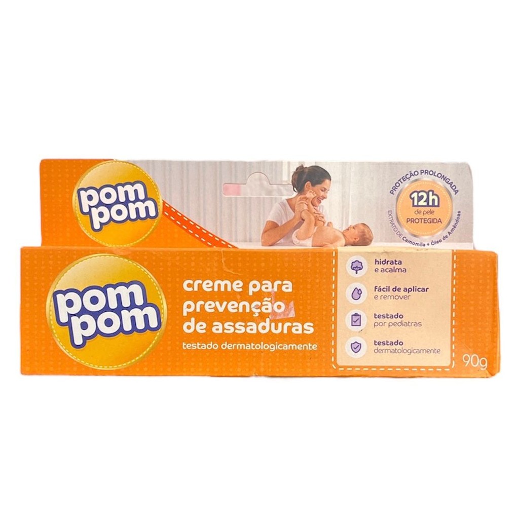 CREME PARA PREVENÇÃO DE ASSADURAS POMPOM 90G POMADA PARA BEBE BISNAGA ...