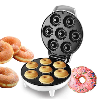 Mini Máquina de Donuts Elétrica 110V - Prepara Até 7 Mini Rosquinhas - Portátil Para Café da Manhã - Entrega Pronto em Oferta na Shopee