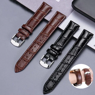 Pulseira De Couro PU 12 14 16 18 20 22 24mm Universal Feminina Masculina Substituição Relógio Preto Marrom Pino Fivela