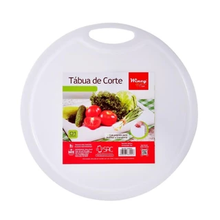 Tábua de Corte com Pegador Redonda 37x37Cm em Oferta na Shopee