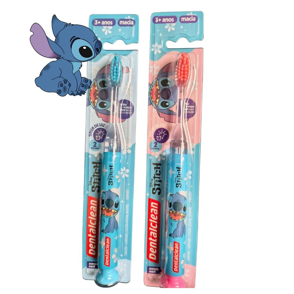 Escova de Dentes Stitch com Luzes Coloridas com Timer 2 minutos 2 cores ...