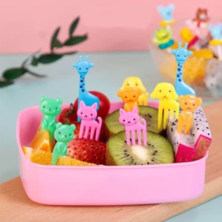 Kit 10 Garfos de Petisco em forma de animal Para Frutas Palitinho Cores garfos de plástico para lanches comida divertida