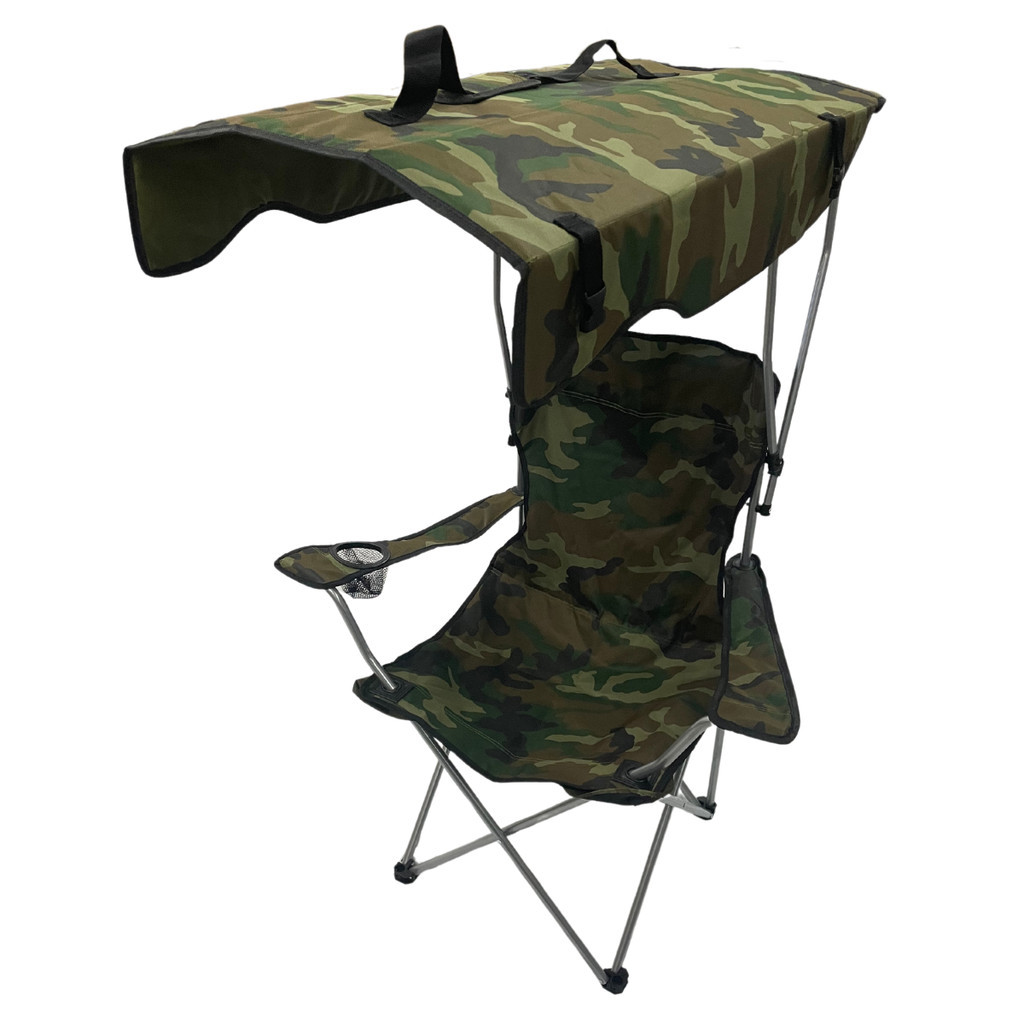 Cadeira Camping Portatil Dobravel Camuflada com teto toldo cobertura porta copos suporta até 150kg