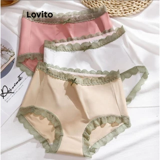 Lovito Calcinha casual com costura de tecido liso para mulheres LNL60349