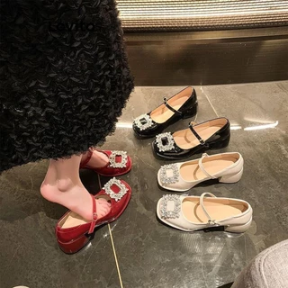 Lovito Elegantes sapatos Mary Jane com strass liso e salto alto para mulheres LFA43669