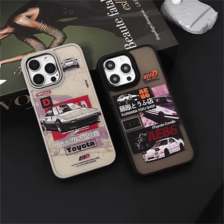 Trendy Initial D Estojo De Telefone Mate Padrão Para iPhone 16 11 12 13 14 15 Pro Max 14Plus 15 16 Plus Proteção À Prova De Choque Silicone Antiimpressão Digital Translúcido PC