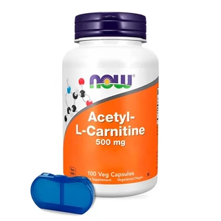 Acetil L-Carnitina 500mg Now Foods 100 Cáps + Porta Cápsulas