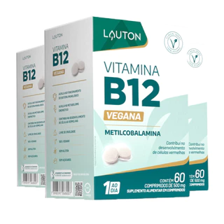 Kit 3x Vitamina B12 Lauton Metilcobalamina 60 Comprimidos