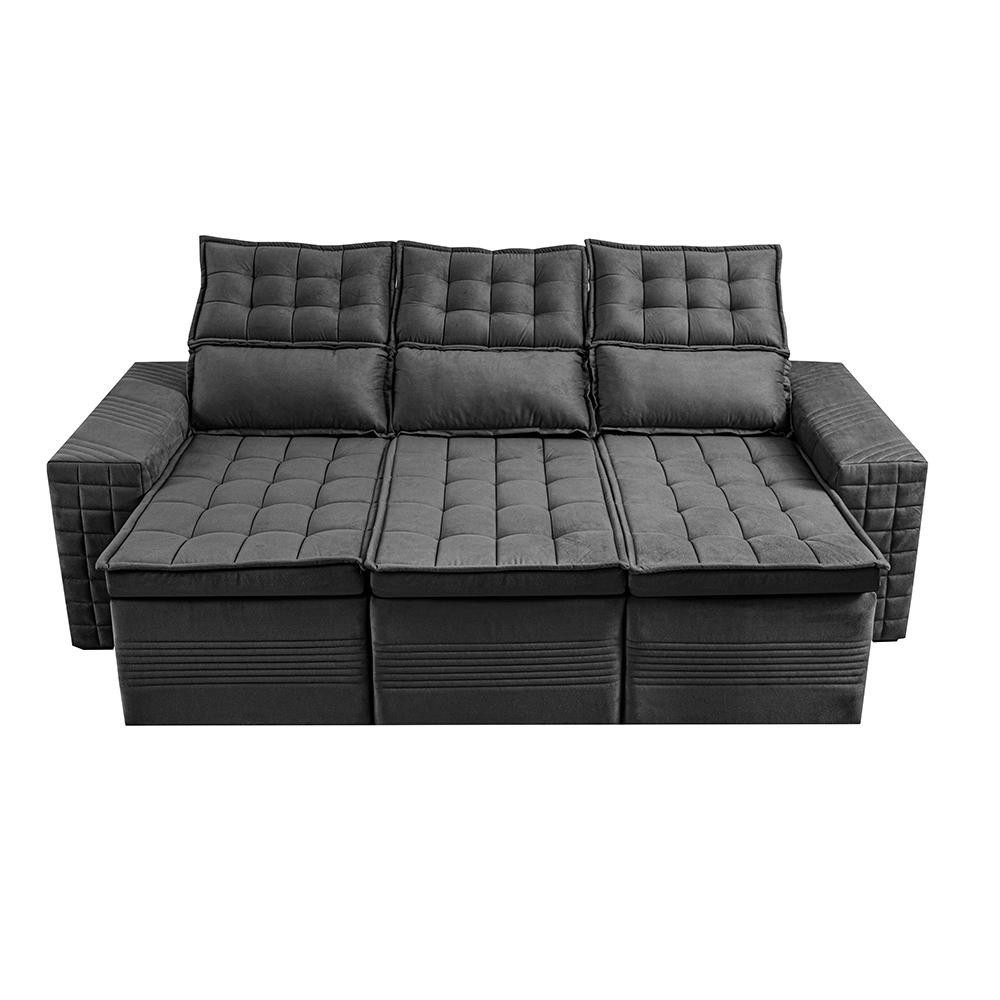 Sofá 3 Lugares Retrátil e Reclinável Cama inBox Senses 2,00m Velusoft Cinza - 6