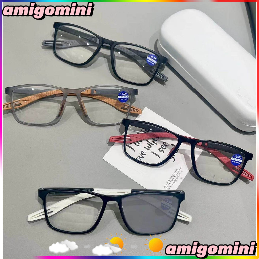 Óculos De Sol Fotocromáticos TR90 Anti-Luz Azul Leitura Masculino Feminino Esportivos