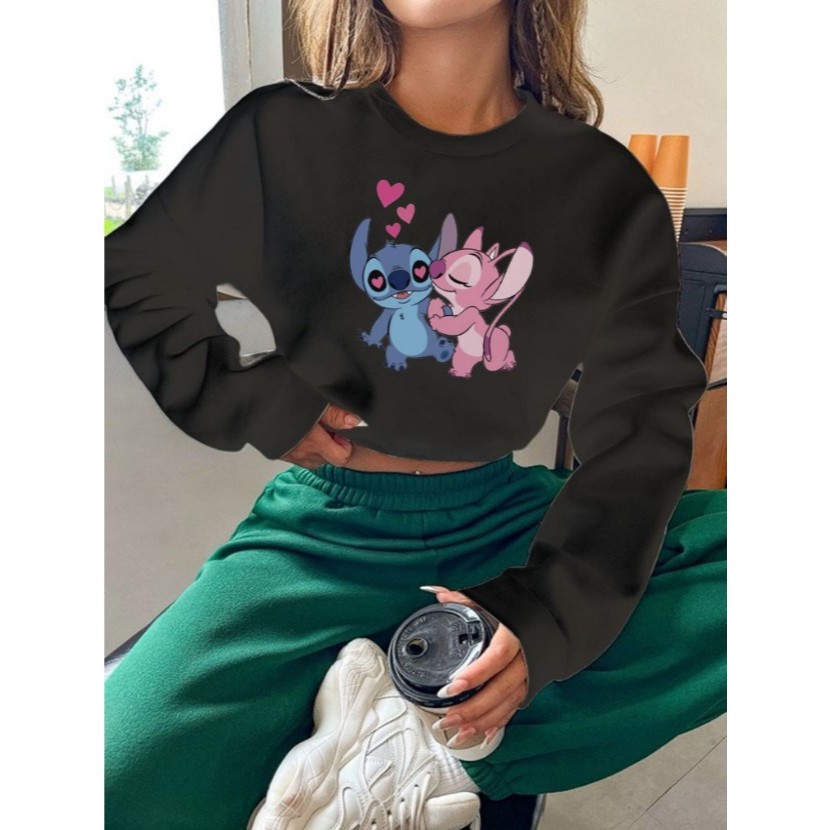 Moletom Adulto Unissex Com Capuz Canguru STICH E ANGEL LOVE