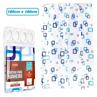 Cortina Para Banheiro Box Reforçada Impermeável Chuveiro 180x180cm