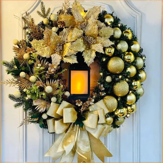 2024 Decoração De Ano Novo De Natal Guirlanda de Natal com lâmpada Nossa Senhora De Jesus Porta Da Coroa Pendurada Guirlanda