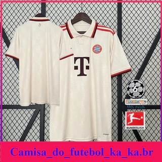 Camisa de Futebol 24/25 BM Manga Curta Bege Camiseta Masculina
