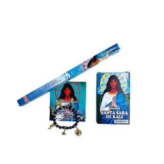 Kit Cigana Santa Sara Kali Incenso de Vareta Pulseira e Baralho 36 cartas Proteção e Devoção