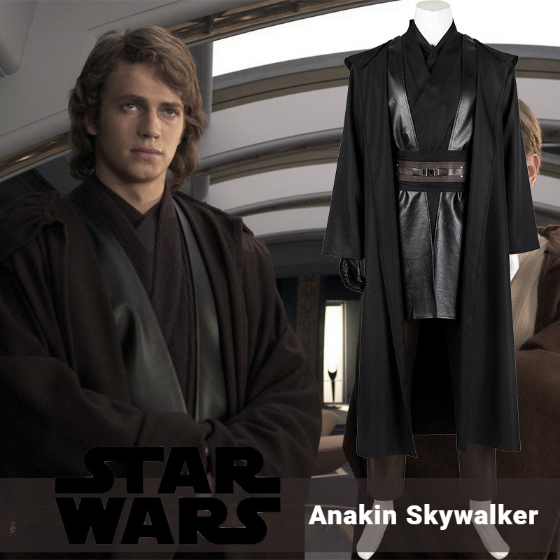 Fantasia De Cosplay De Star Wars 3 : Uniforme Jedi Negro De Anakin Skywalker Com Acessórios Para Show De Quadrinhos (Pro