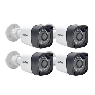 Kit 4 Câmeras de Segurança Full HD 1080p 2MP Bullet 20 Metros Infravermelho Lente 2.8mm Tudo Forte