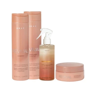 Kit Braé Revival Shampoo 250ml, Condicionador 250ml, Beach Hair 260ml, Máscara 200g + Canga Braé