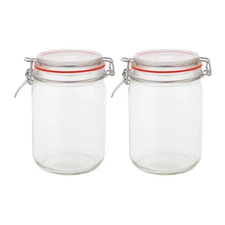 Kit 2 Potes de Vidro Hermético Clip Casual 750ml com Trava de Metal