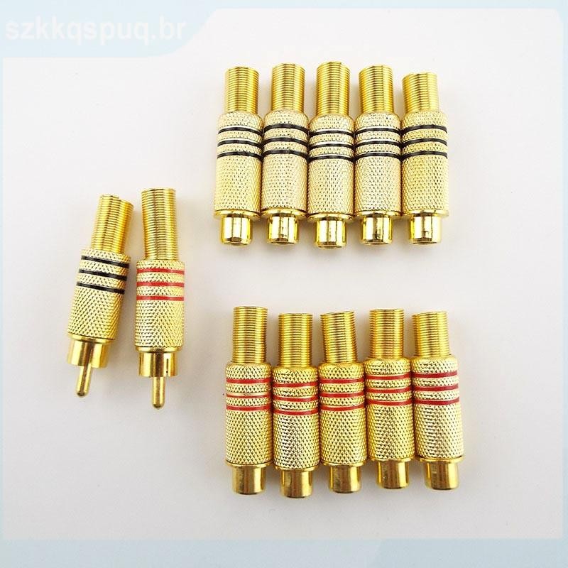 Banhado A Ouro Tipo Solda RCA Conector Plug Macho Fêmea Adaptador ...