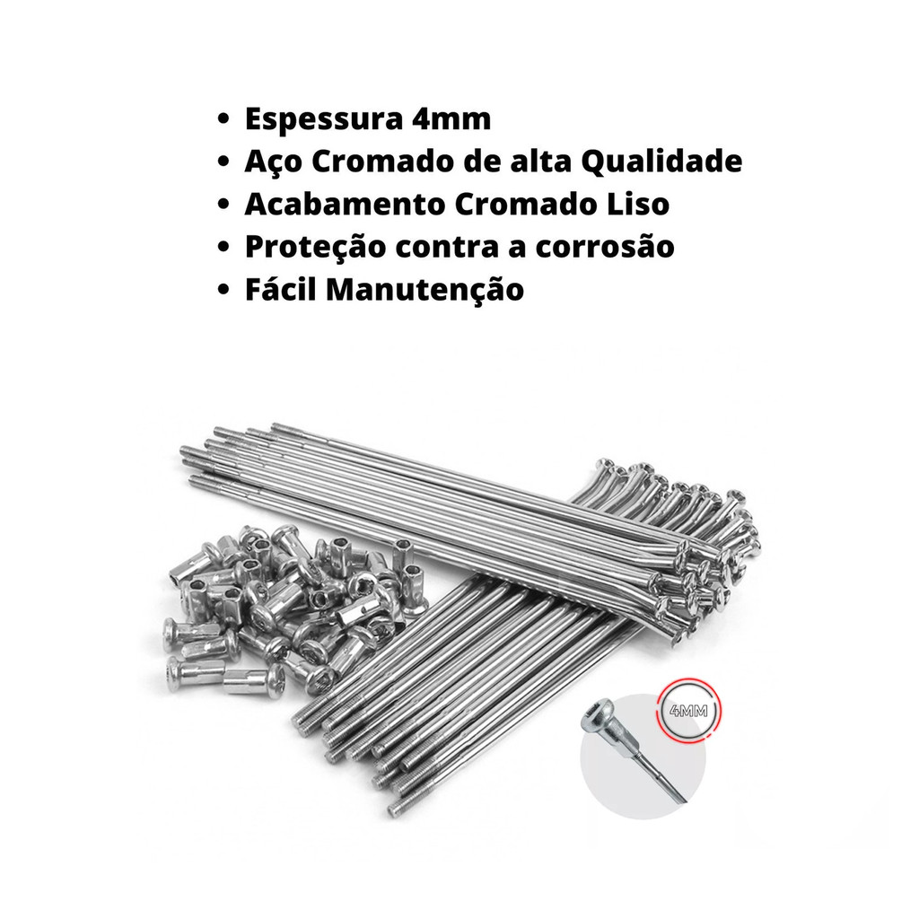 rairai専用ページ Jogo de Raios Cromados 4mm Ddl Dianteiro e