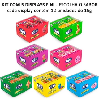 Kit Atacado c/60 Balas de Gelatina 15g 5 caixas c/12 ESCOLHA O SABOR - Fini