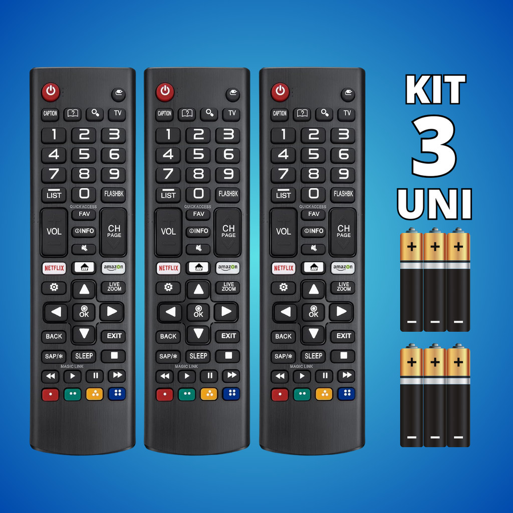 Kit Controle Remoto Compatível com LG Tv 4K Botões Netflix Amazon - Escolha Seu Kit