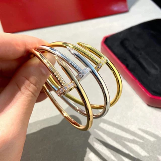 Bracelete de Aço Titânio Estilo Clássico Pulseira de Aço Titânio Pulseira Feminina Abertura Ajustável Pulseira de Diamante