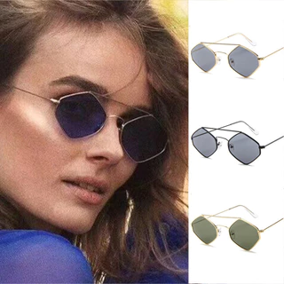 Óculos De Sol Metálicos Retro Diamond Style Para Mulheres Homens Feixes Duplos De Metal Proteção UV Poligonal De Chapas Oceânicas