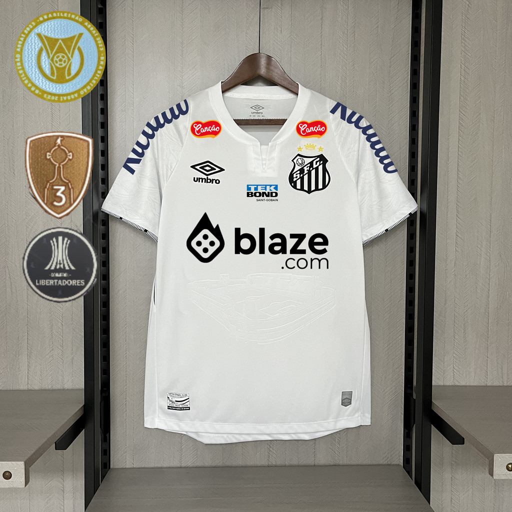 24-25 Santosu Patrocinador Longe Camisa Branca de Futebol