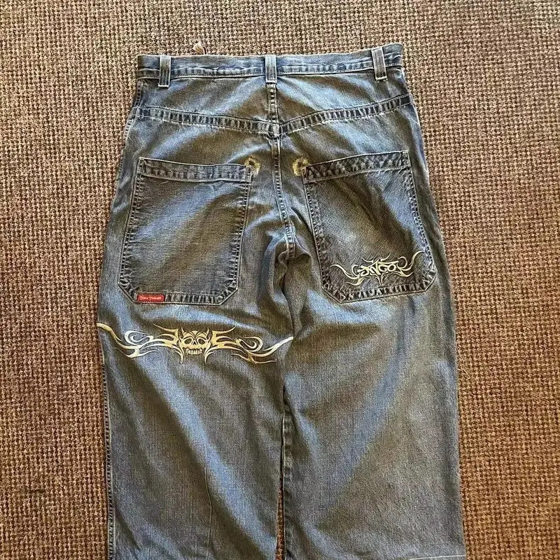 JNCO Y2K calças jeans largas homens do vintage bordado jeans de