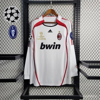 2006 AC Milan Camisa Retro 06/07 Homens Manga Curta Futebol Alta Qualidade Branco BLSF LYSB