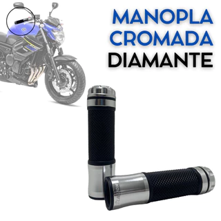 Par de Manopla Punho Moto Esportiva Esport Anti Derrapante Alumínio Cromado Modelo Universal