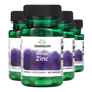 Kit 4x Zinco Quelato 30mg Swanson 90 Cápsulas/Made in Usa