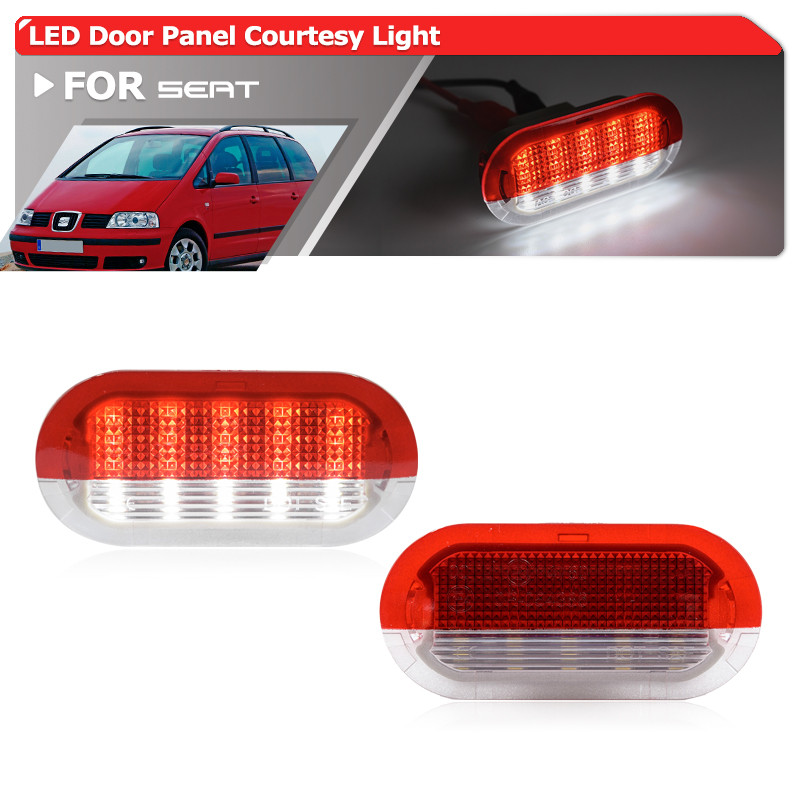 2x Para Seat Leon MK1 Toledo MK2 Tipo 1M Alhambra MK1 7M Painel De Leds Brancos/Vermelhos De Cortesia Luzes Projetoras De Advertência 1J094711E
