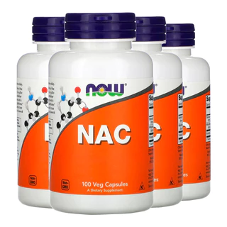 Kit 4x Nac N-acetilcisteína 600mg Now Foods 100 Cáps Importado /Made in Usa