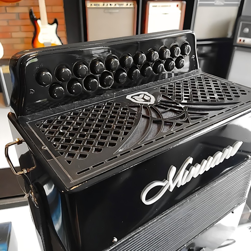 Acordeon 8 Baixos Minuano 21 Botões All Black Fole | Shopee Brasil