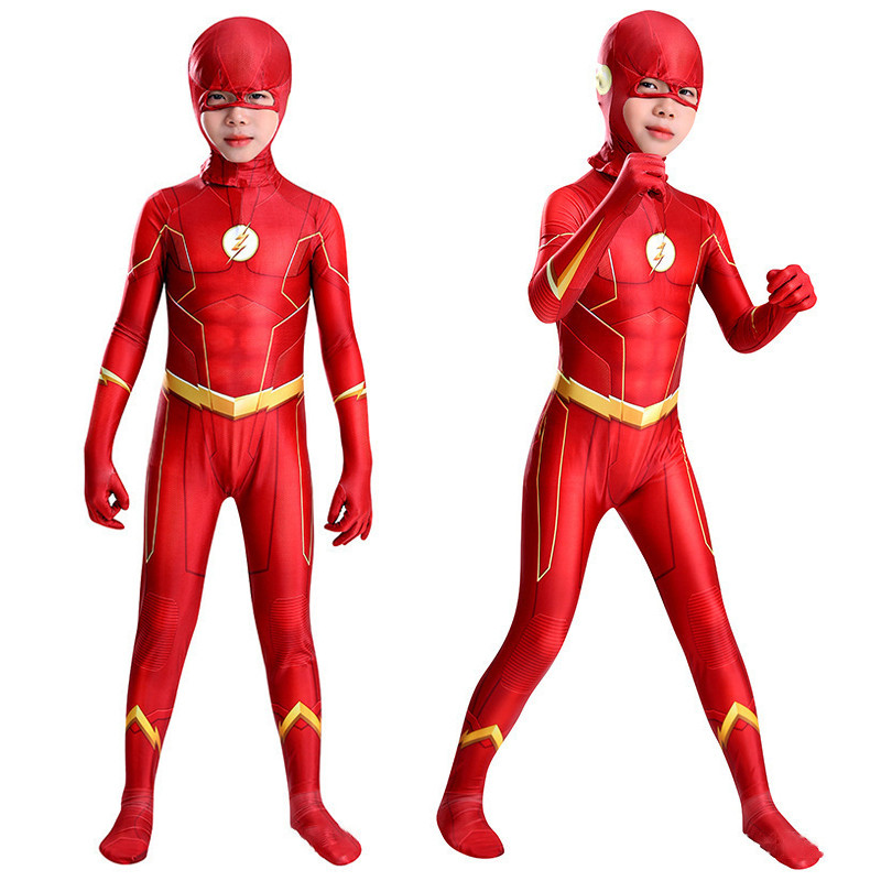 Anime Kids Superhero Flash Cosplay Traje De Fantasia De Carnaval Para Crianças