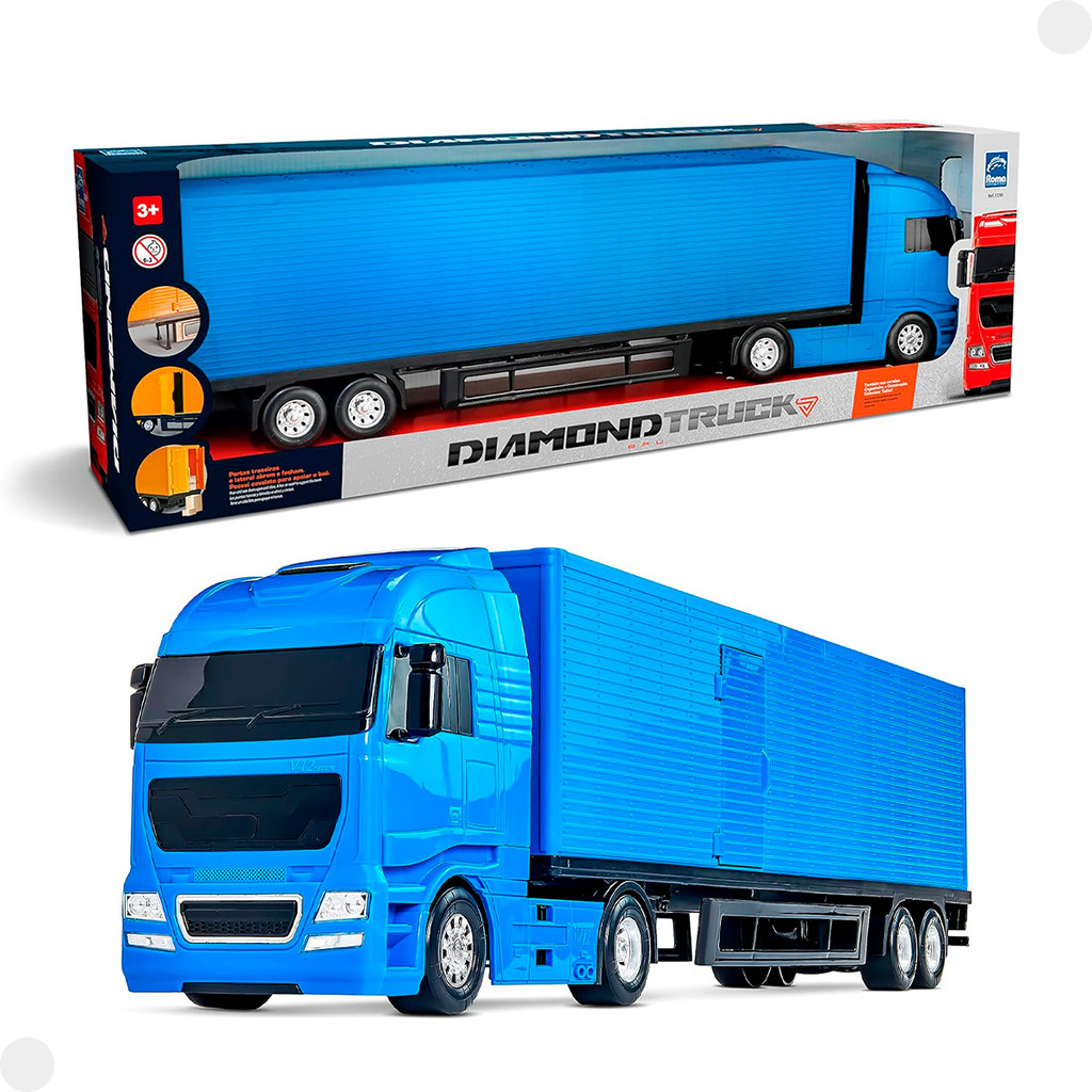 Caminhão Baú 67cm Diamond Truck Azul 1330 - Roma