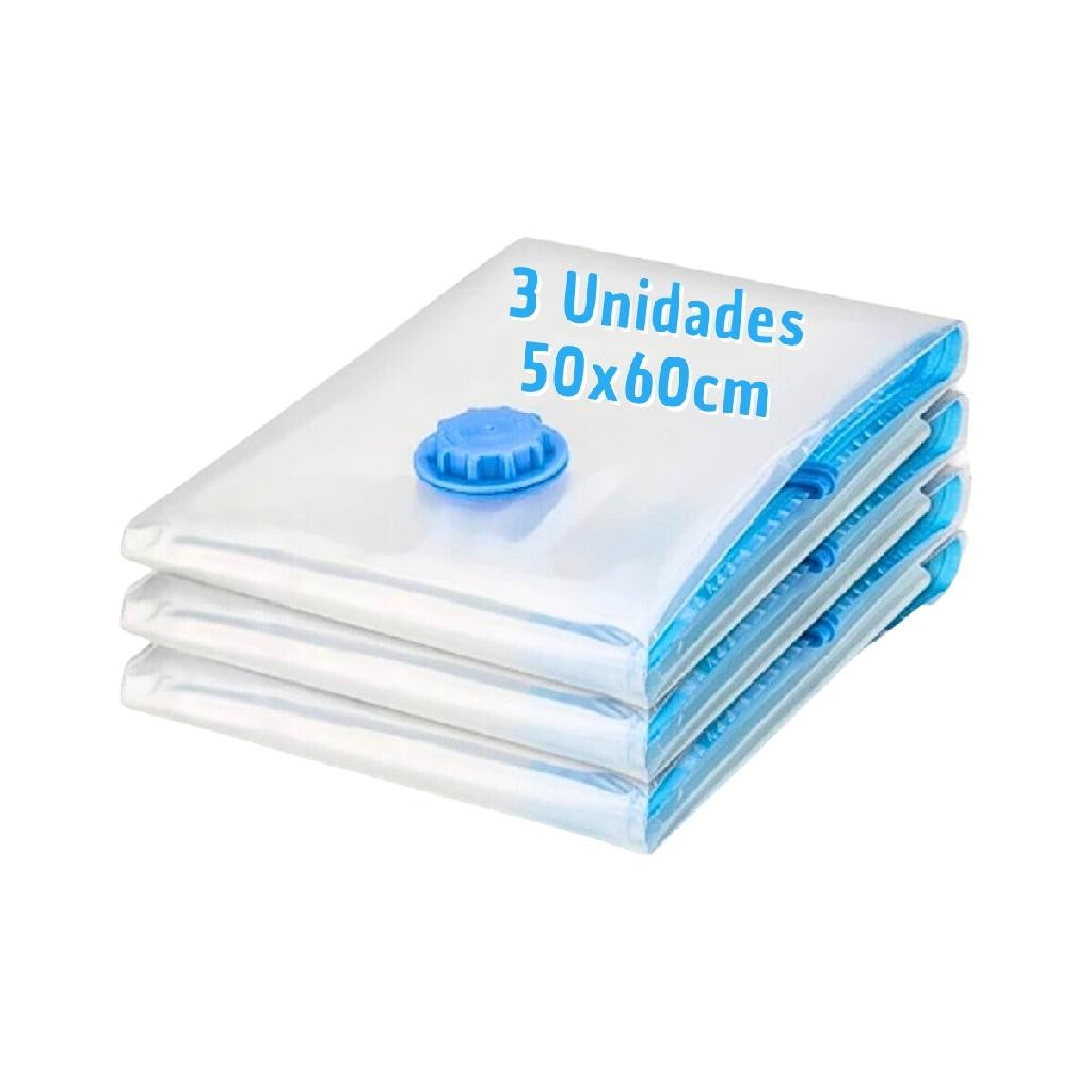 Kit 3 Sacos À Vácuo Organizador Roupas Vacuum Bag 50x60cm