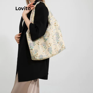 Lovito Bolsa de ombro pequena Plain Flowers para mulheres LFA46456