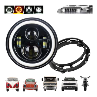 Farol Angel Eyes Led + Suporte Defender Constelation Jeep Royal Harley Fusca Kombi