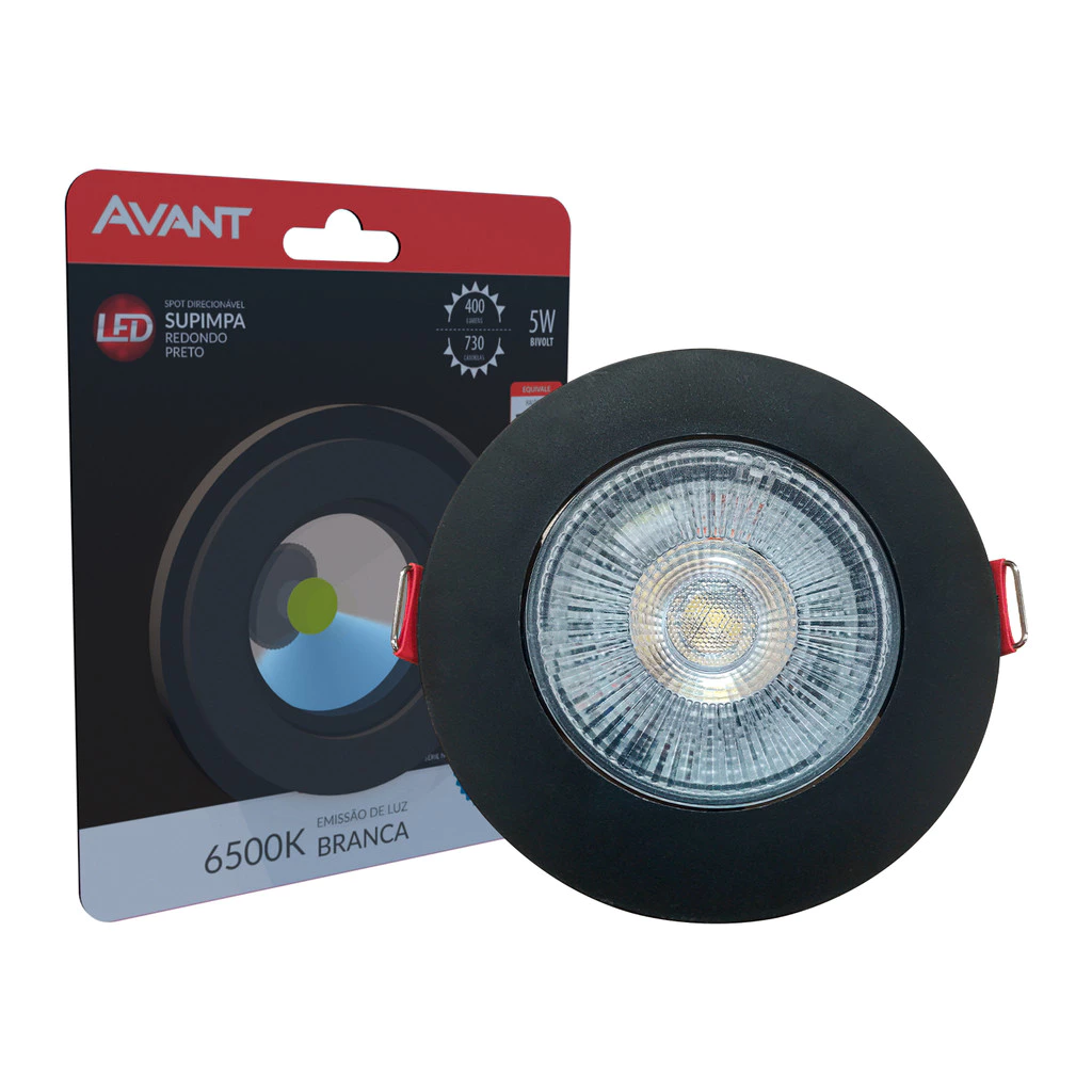 Spot Led Authentic Emb. Redondo 5w 6500k 9cm PF Avant
