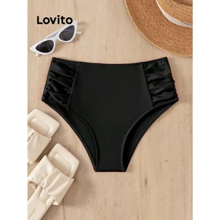 Lovito Parte de baixo de biquíni elegante e lisa de cor sólida para mulheres LNL77178