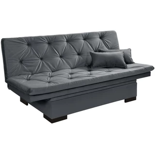 Sofá Cama Reclinável Com Baú Multiuso em Suede em Oferta na Shopee