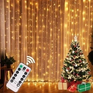 Kit 2 Cortina 300 Leds 3x3 Metros Festa Casamento Eventos Natal Branco Amarelo